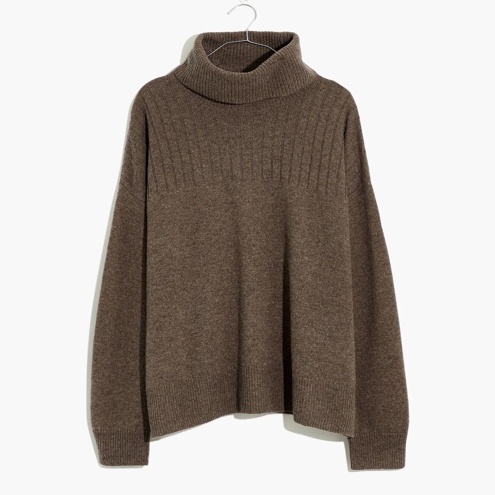 Madewell Hickory Turtleneck Sweater Wool Brown